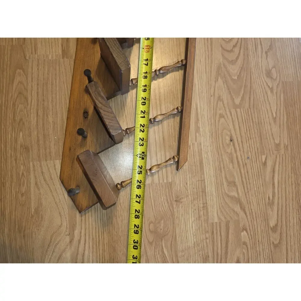 Vtg 2 Wooden Staircase Wall Display Shelves 7 Steps Each Spindles Pegs Handmade